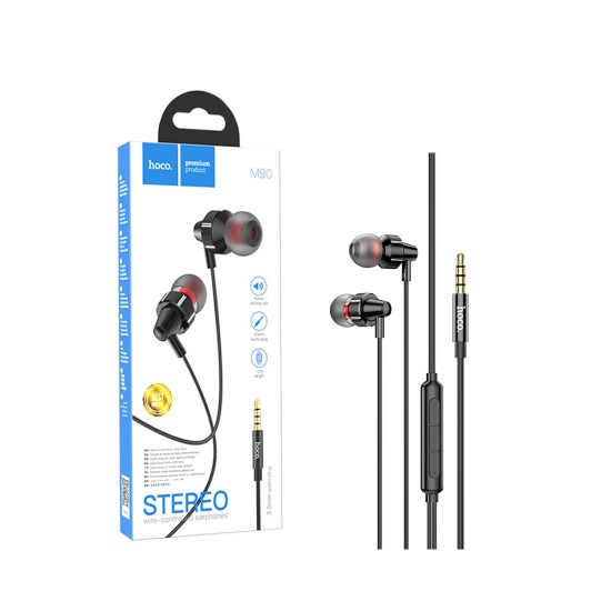 Auscultadores com Cabo Hoco M90 Delight com Microfone 3,5mm 1,2m Preto Auscultadores com Cabo Hoco M90 Delight com Microfone 3,5mm 1,2m Preto